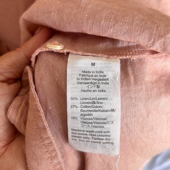 Madewell Linen Button Front Babydoll Dress w Pockets - Picture 7 of 8